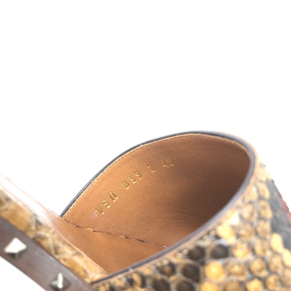 VALENTINO ROCK STUD BLOCK HEEL PYTHON PRINT SANDAL - Picture 5 of 8